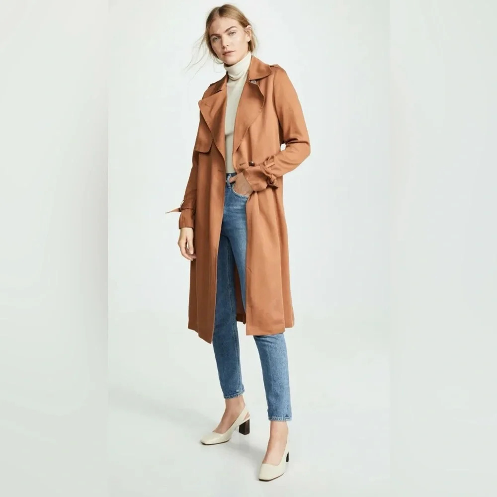 NWT SOIA & KYO Nousha Tailored Lightweight Trench Coat in Amber Size Small - Picture 15 of 16